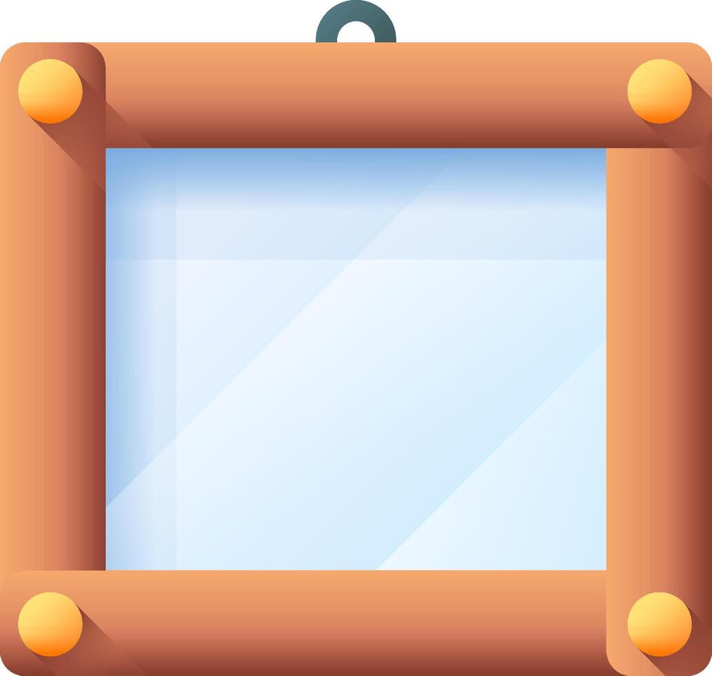 An empty wooden frame with a glass on it vector