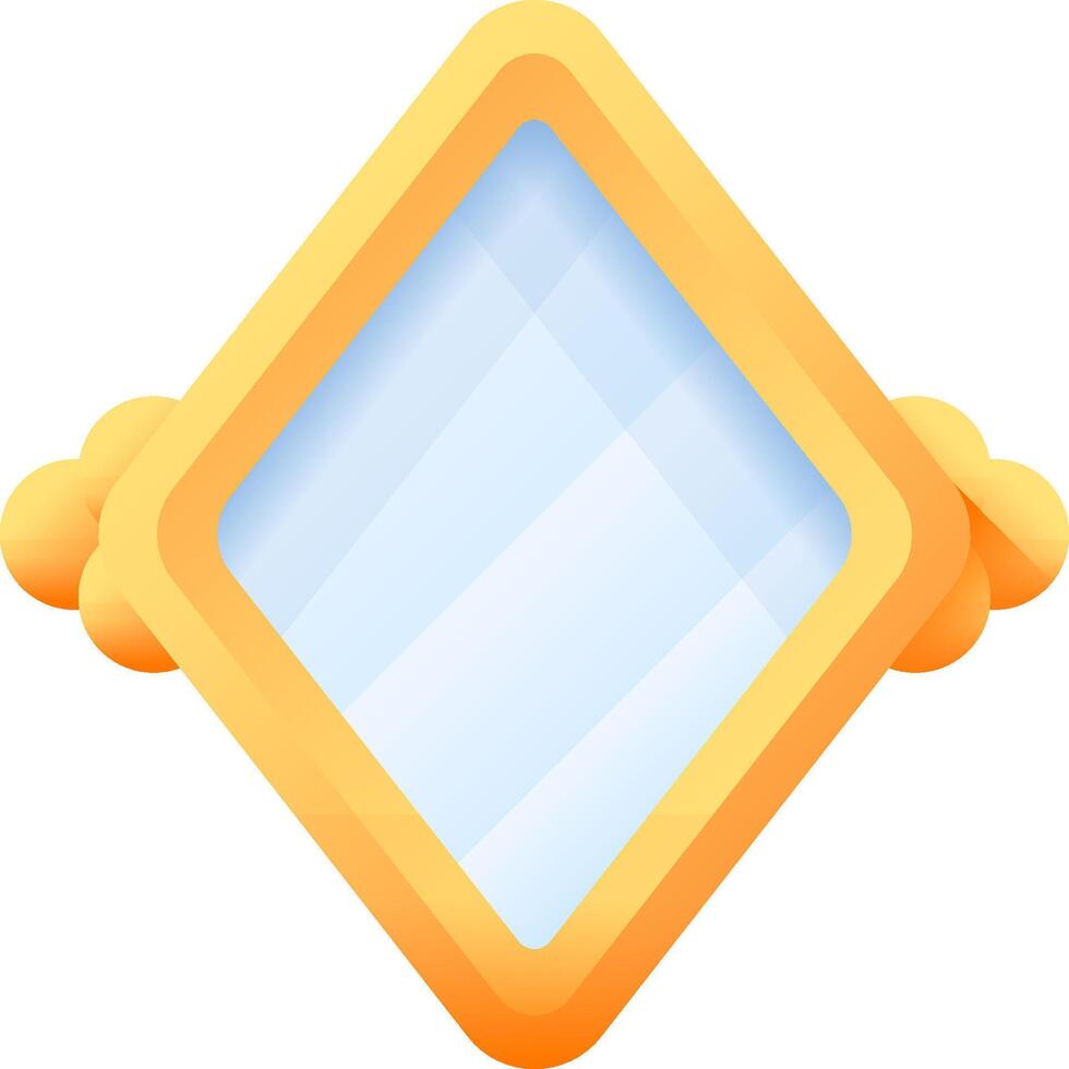 A diamond shaped mirror with a yellow frame vector