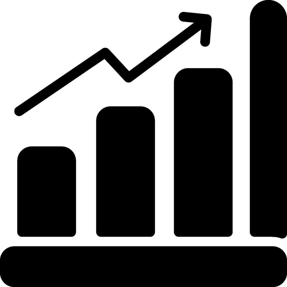 A graph chart with an arrow going up vector
