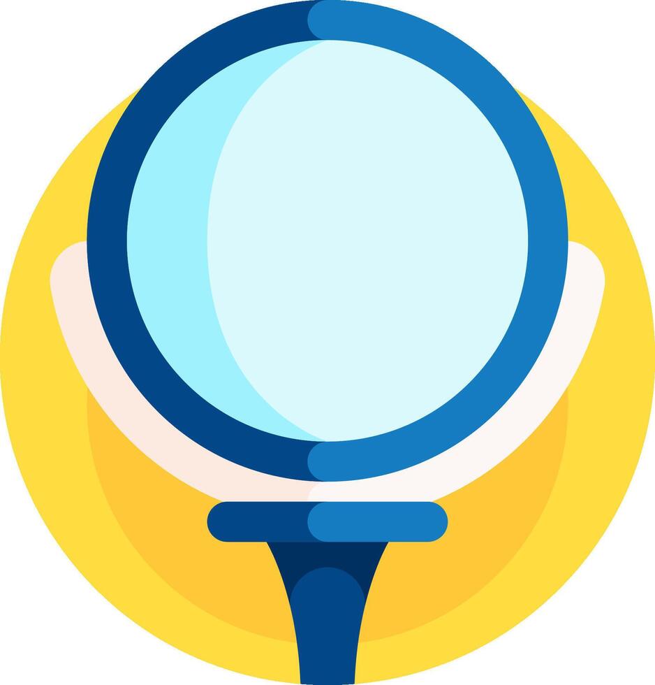 A magnifying glass is shown on a yellow circle vector