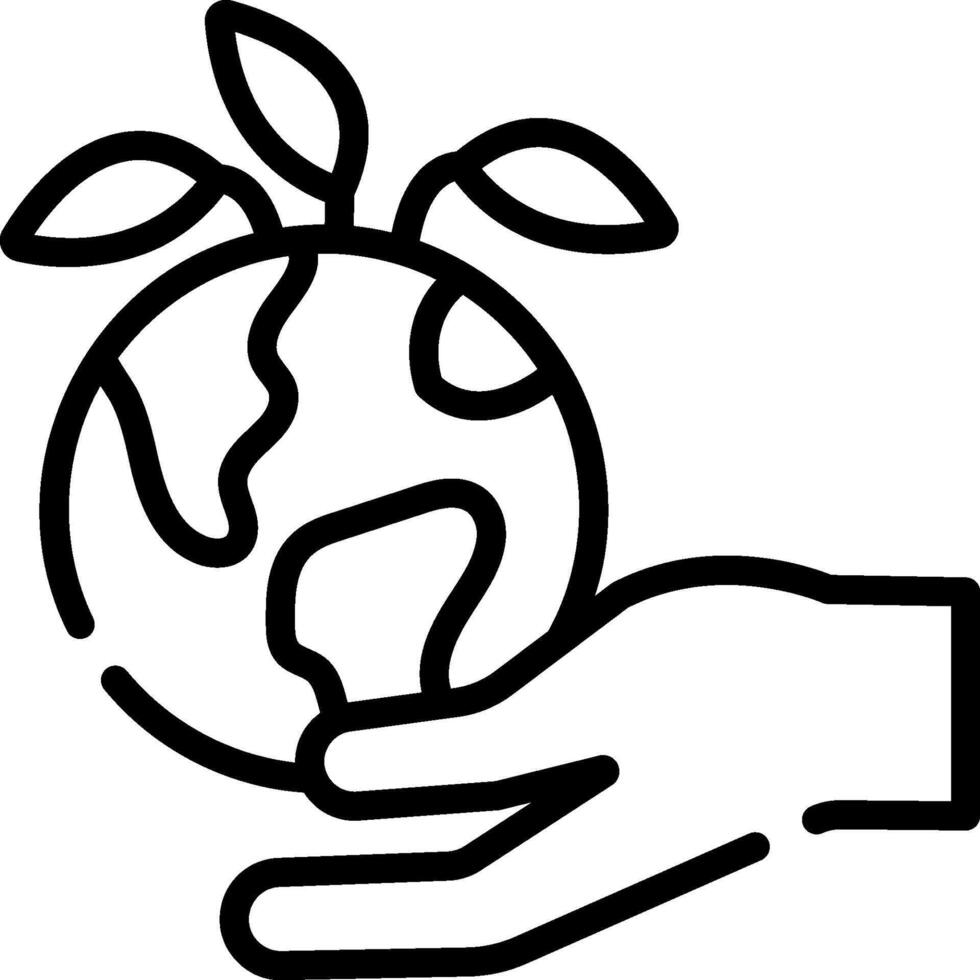 A hand holding a globe with leaves on it vector