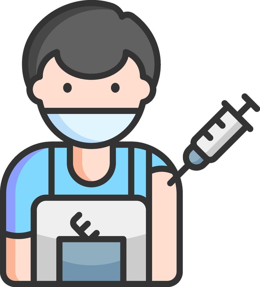 A man with a mask and syringe in his hand vector
