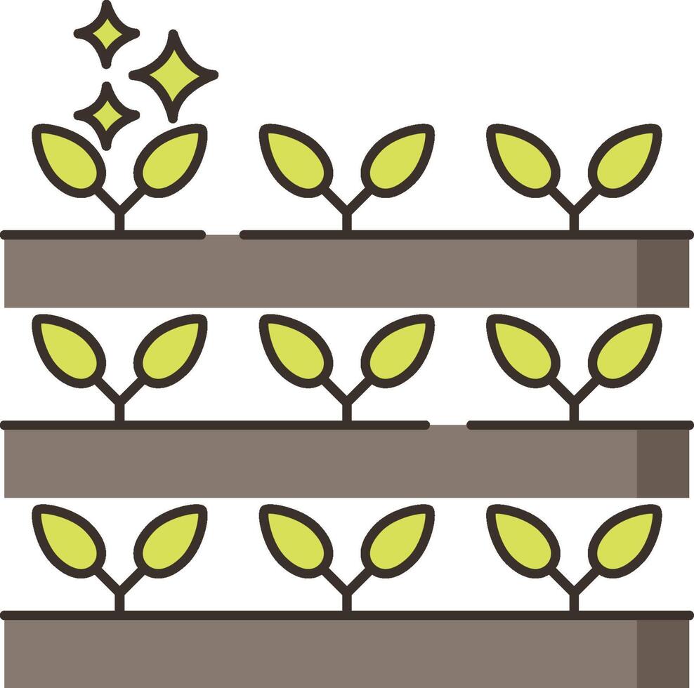 A row of plants with leaves growing on them vector