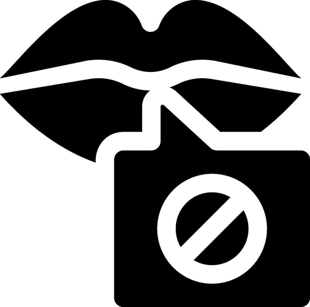 A black and white image of a kiss and a no sign vector