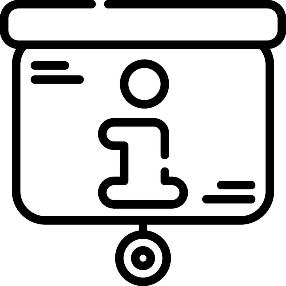 A black and white icon of a person holding a sign vector