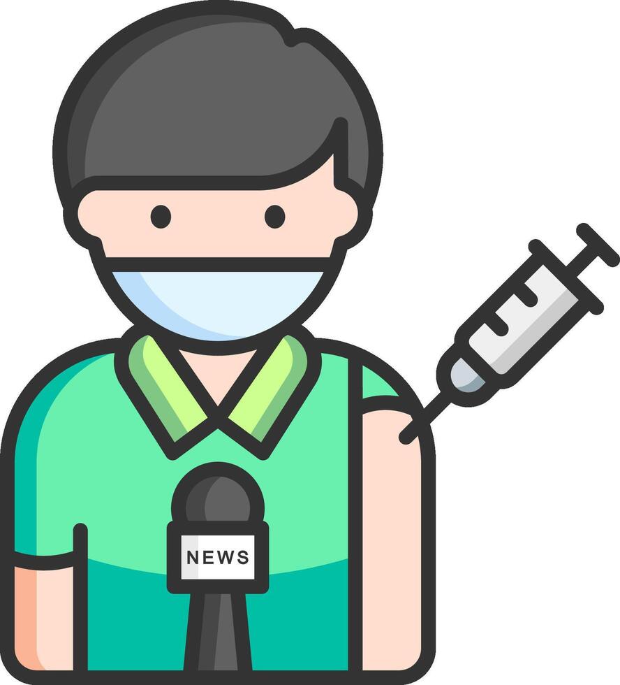 A man with a syringe and a mask holding a news paper vector