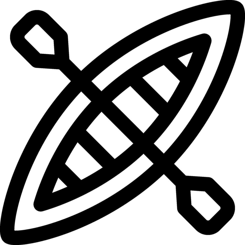 A black and white image of a canoe with two paddles vector