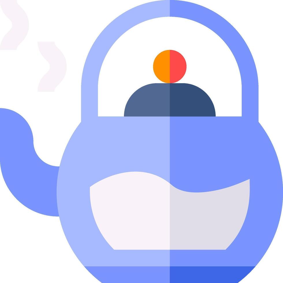A blue tea kettle with a red light vector