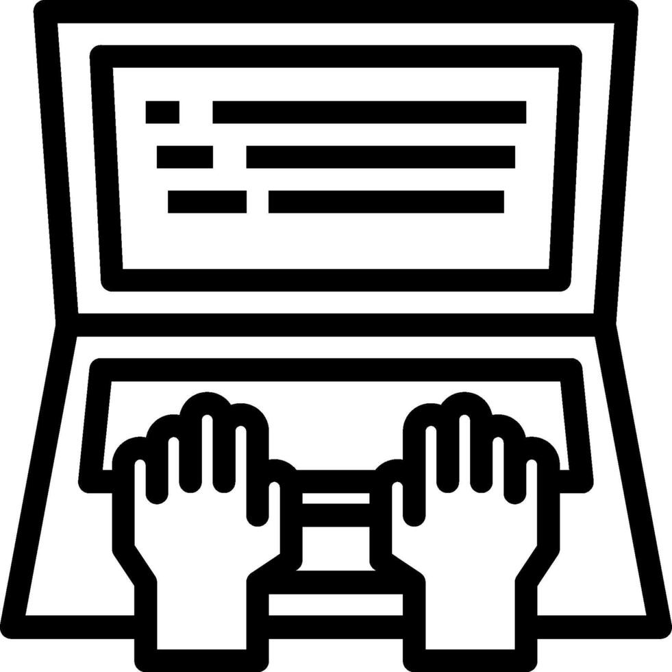 Hands on a laptop icon vector