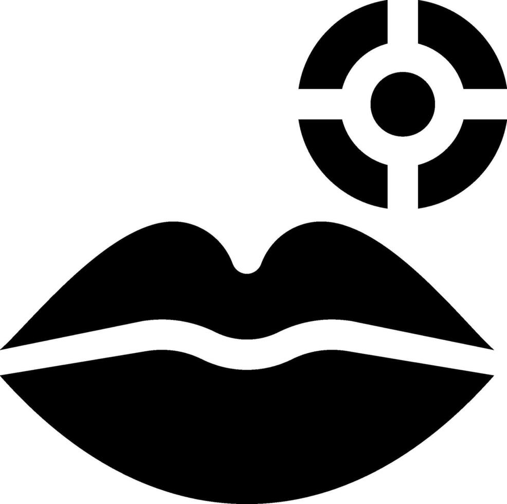 A black and white image of a woman's lips with a target vector