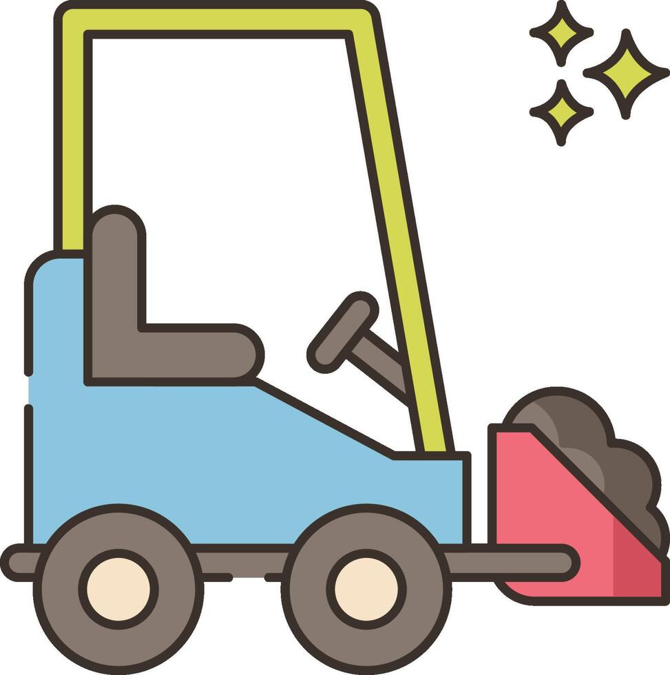 A forklift truck with a shovel on top vector