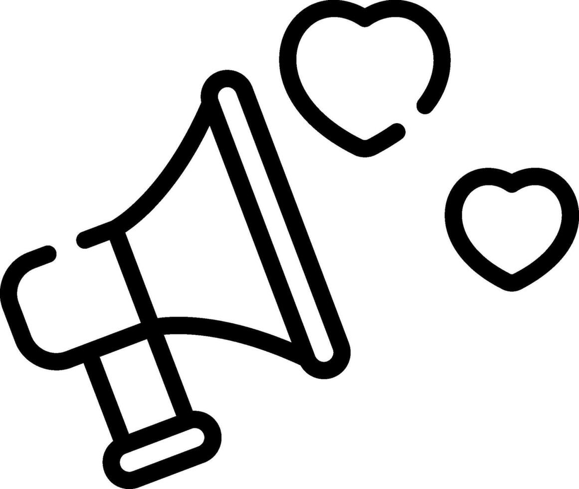 A megaphone with hearts on it vector