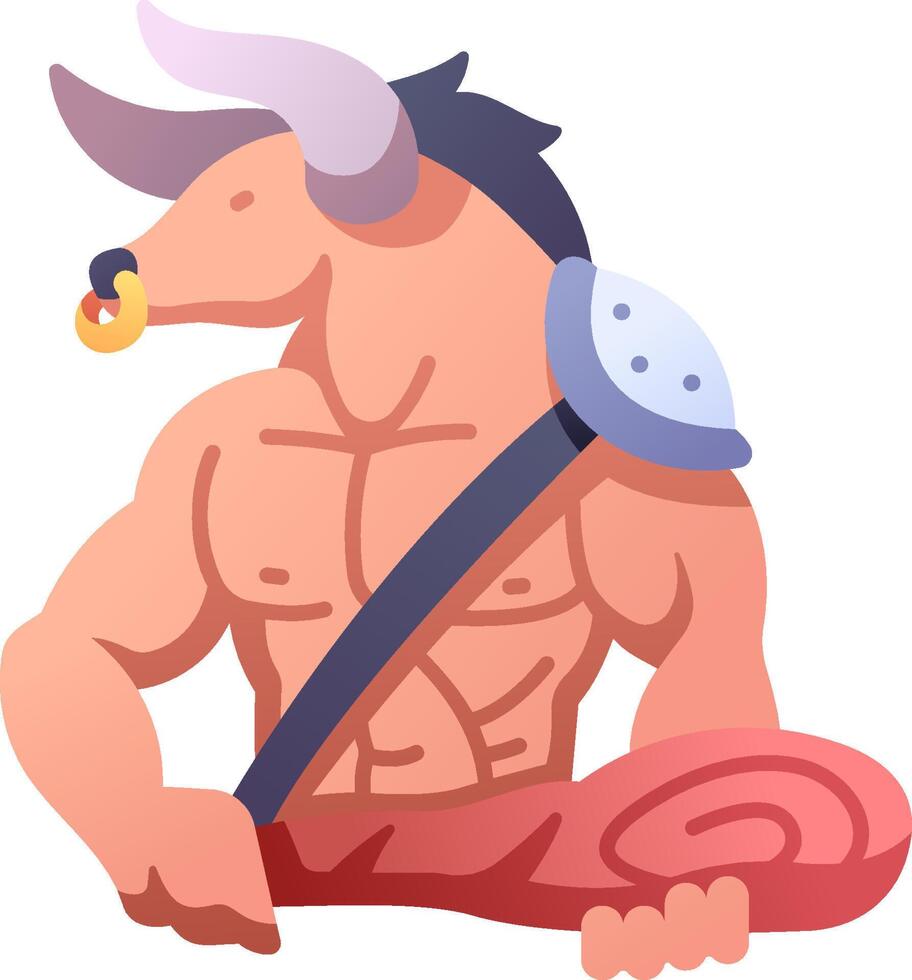 A cartoon bull with a sword and a knife vector