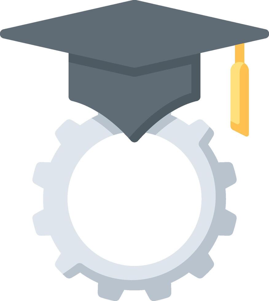 A graduation cap and gearwheel on a white background vector
