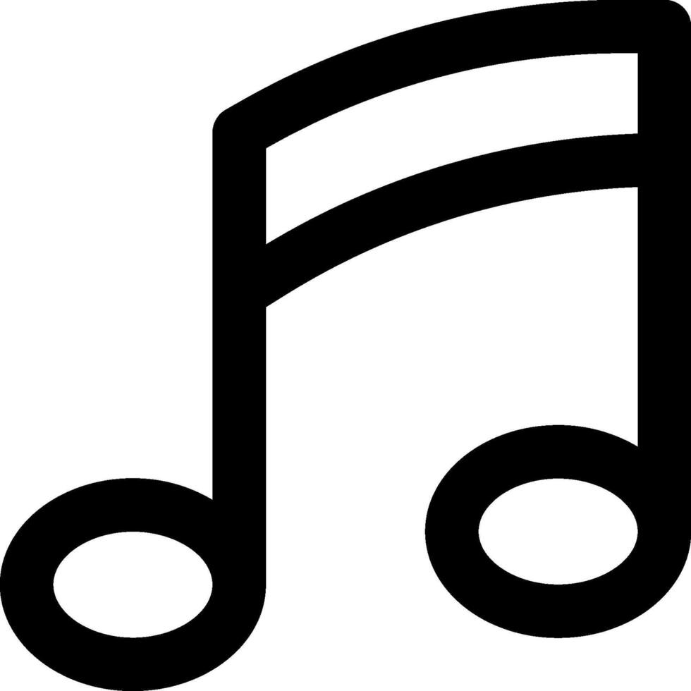 Music note icon with a black outline vector