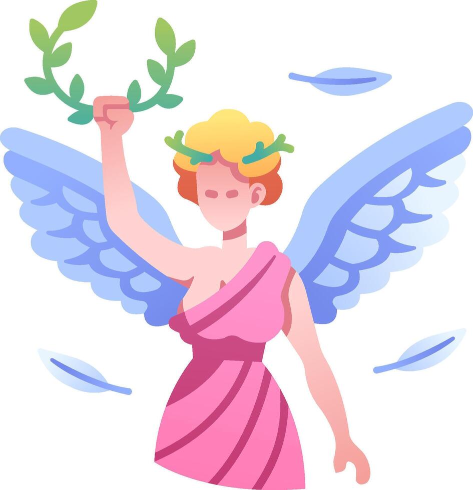 An angel holding a wreath in her hand vector