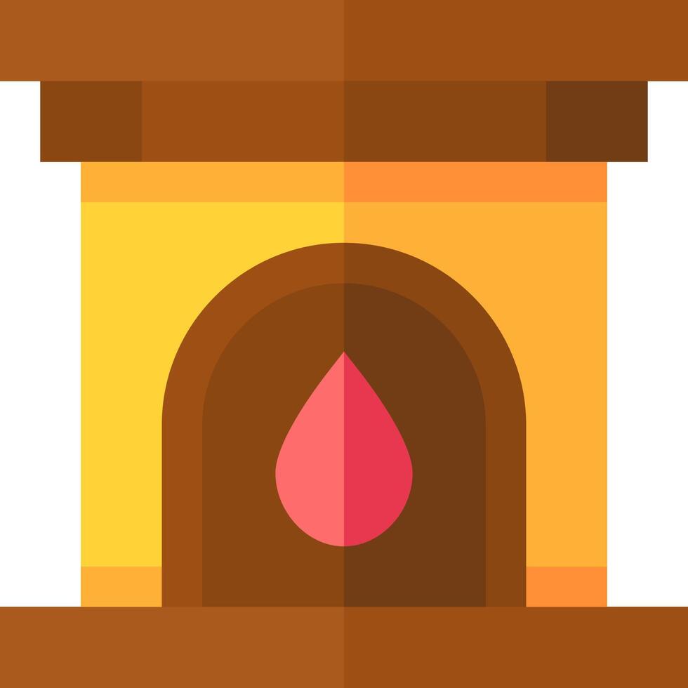 A fireplace with a red drop in it vector