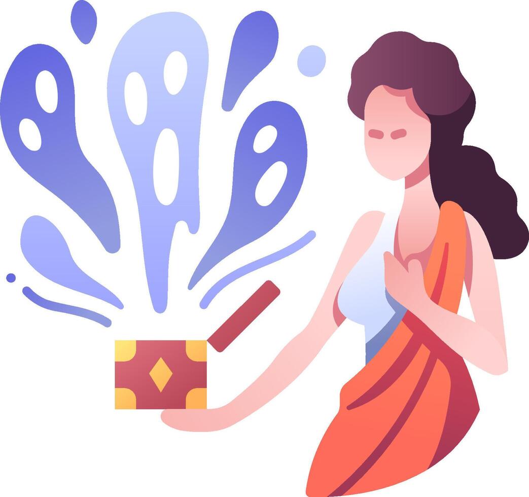 A woman holding a box with a water coming out of it vector
