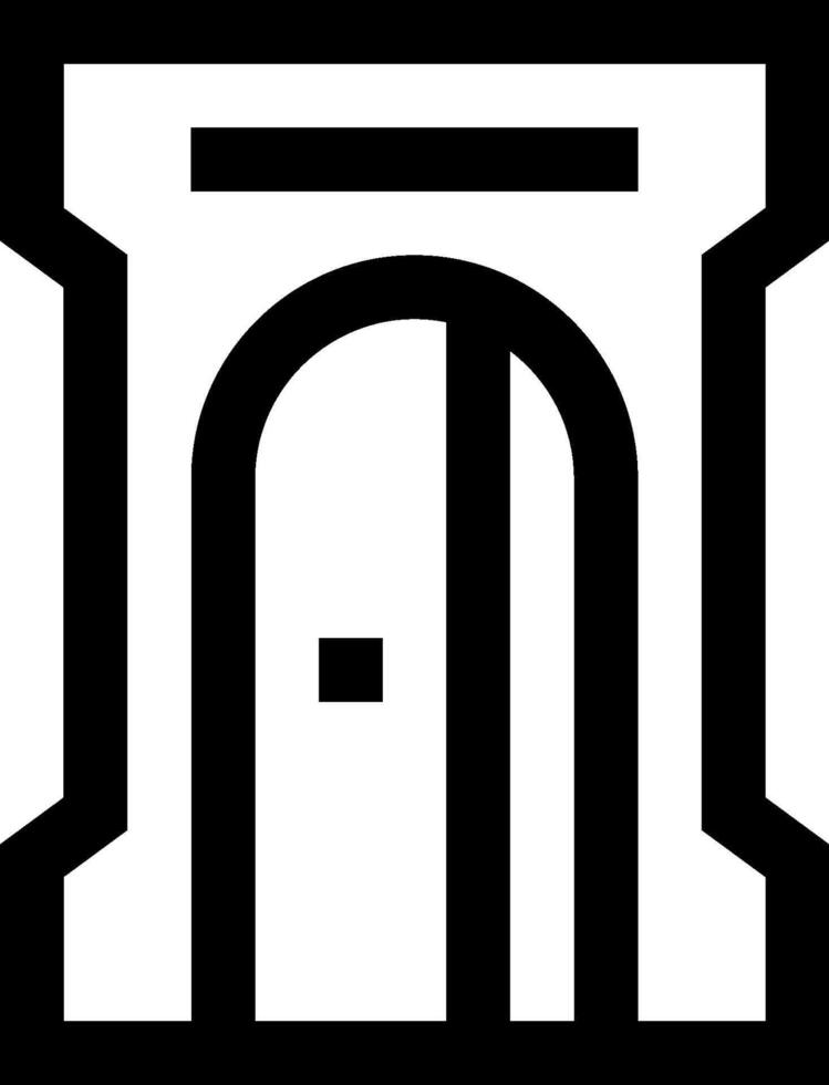 A black and white logo of a door vector