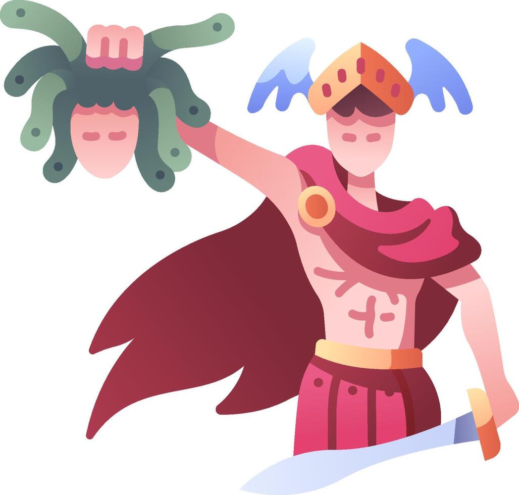 Medusa, the greek goddess of fear, is holding a sword vector
