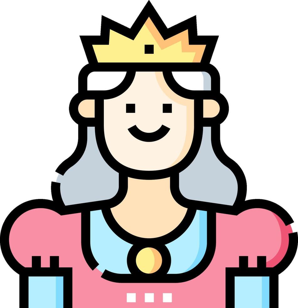 A cartoon queen with a crown on her head vector