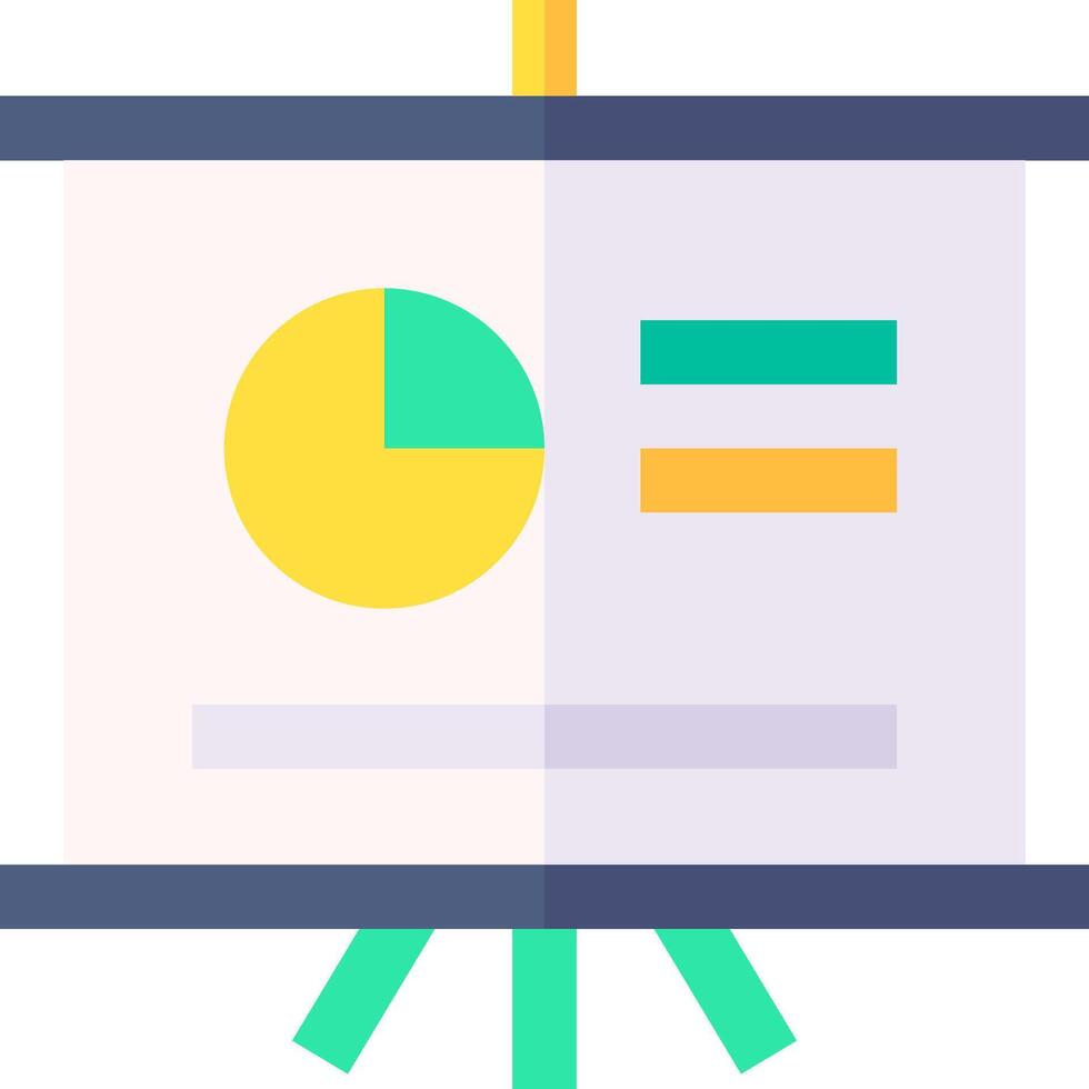 A presentation on a white board with a pie chart vector