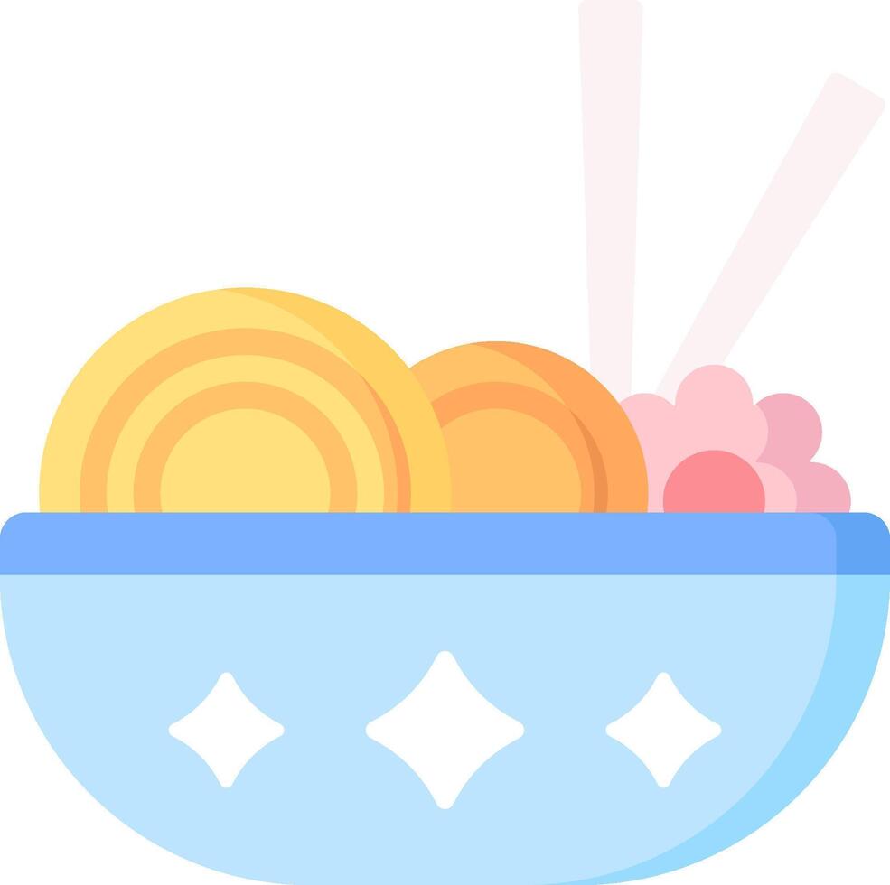 A bowl of food with chopsticks and a spoon vector