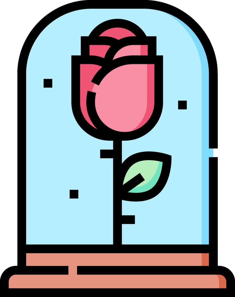 A rose in a glass dome on a table vector