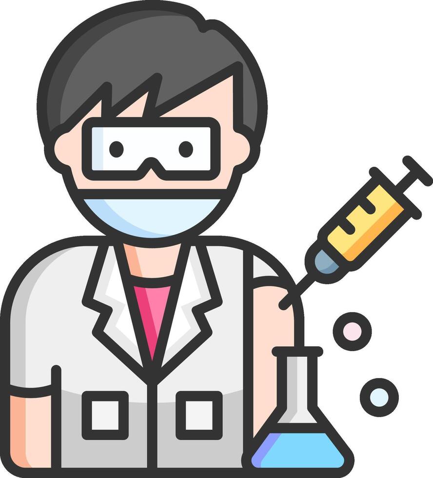 A scientist holding a syringe and a test tube vector