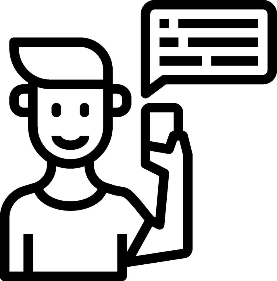 A man holding a phone with a chat bubble vector