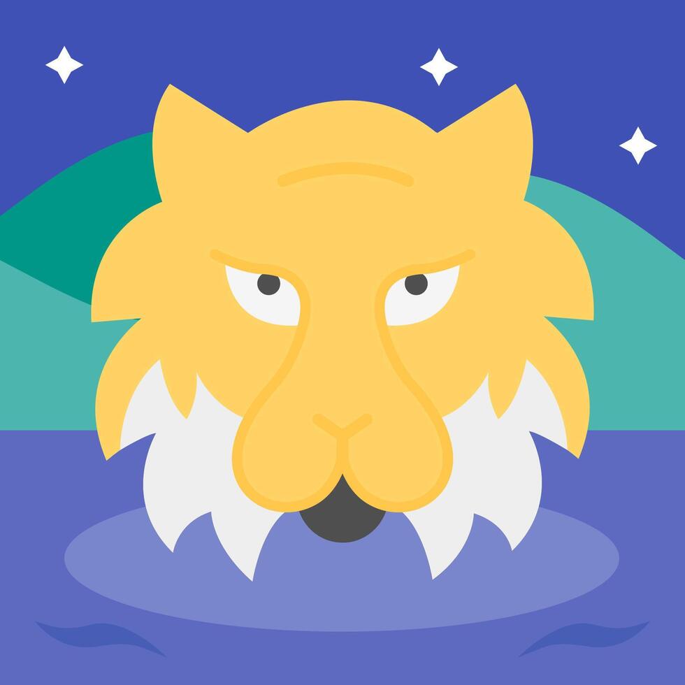 A cartoon tiger head with a star in the sky vector