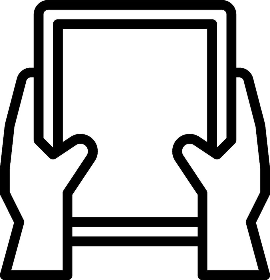 Hands holding a tablet computer icon vector