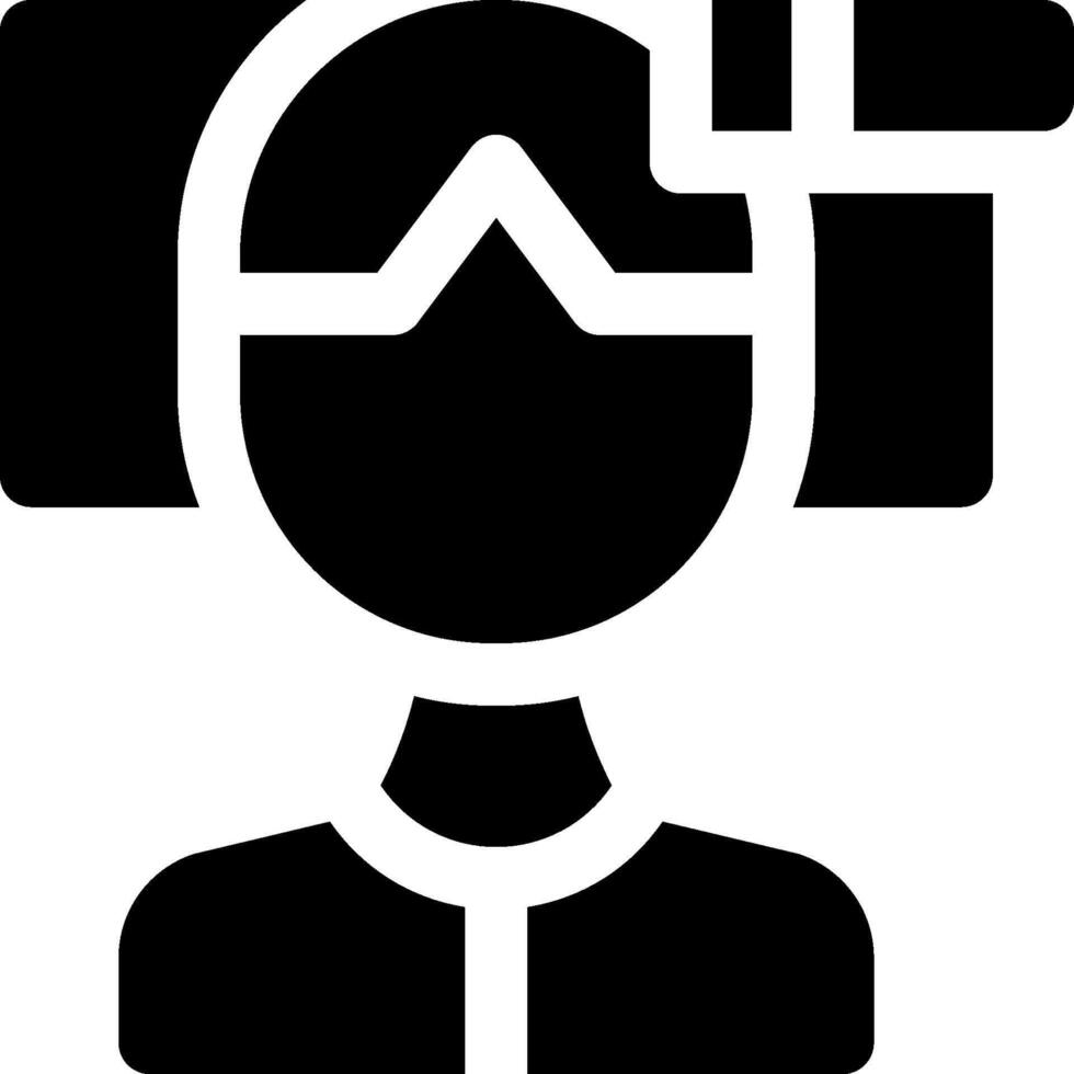 A black and white icon of a person with a camera vector