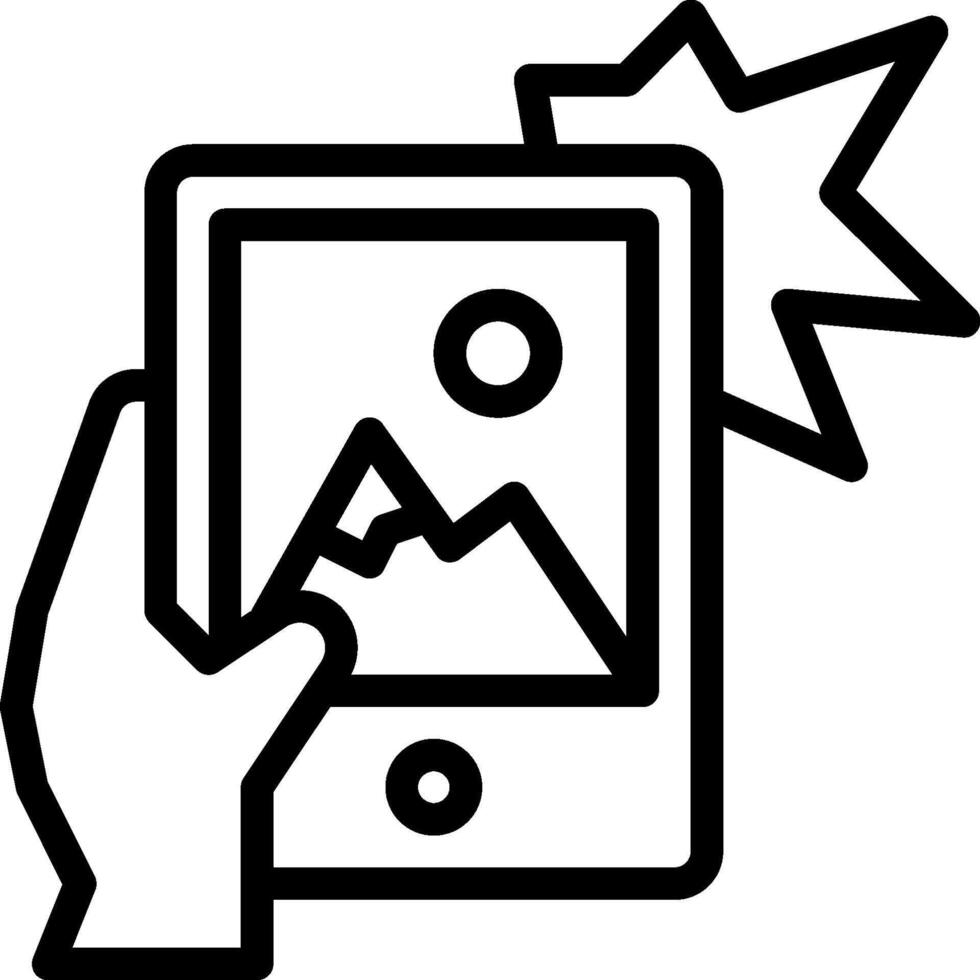 A hand holding a smartphone with a mountain in the background vector