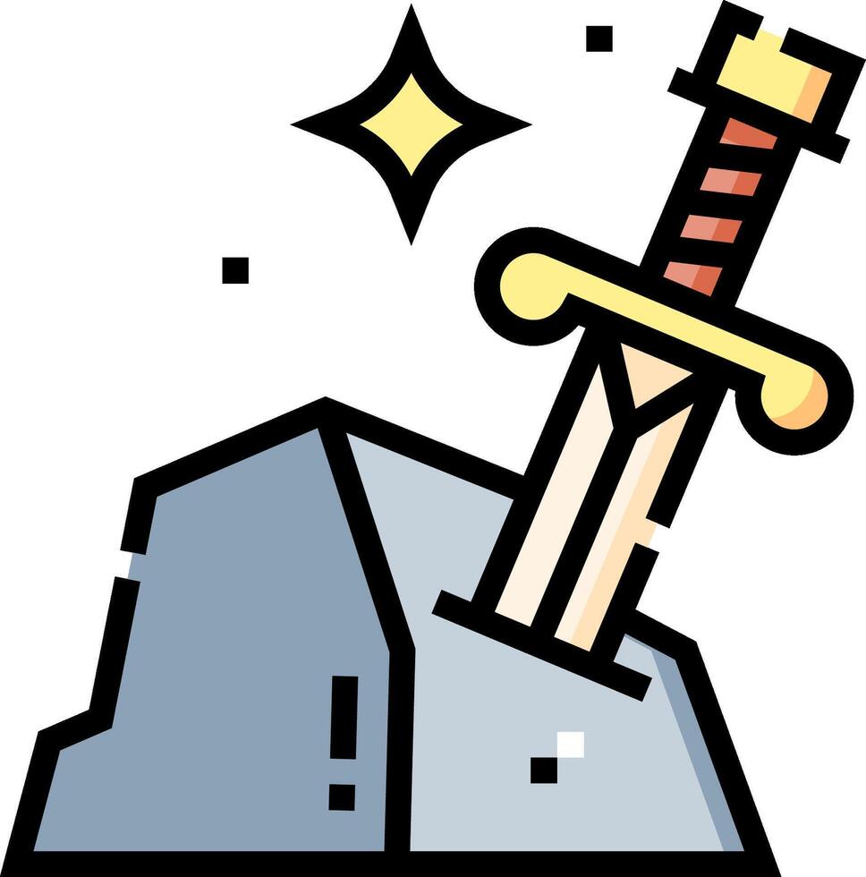 A sword is sticking out of a rock vector