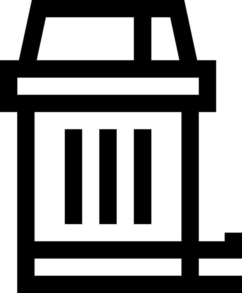 A black and white icon of a trash can vector