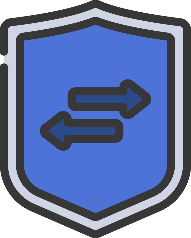 A shield with two arrows pointing in different directions vector