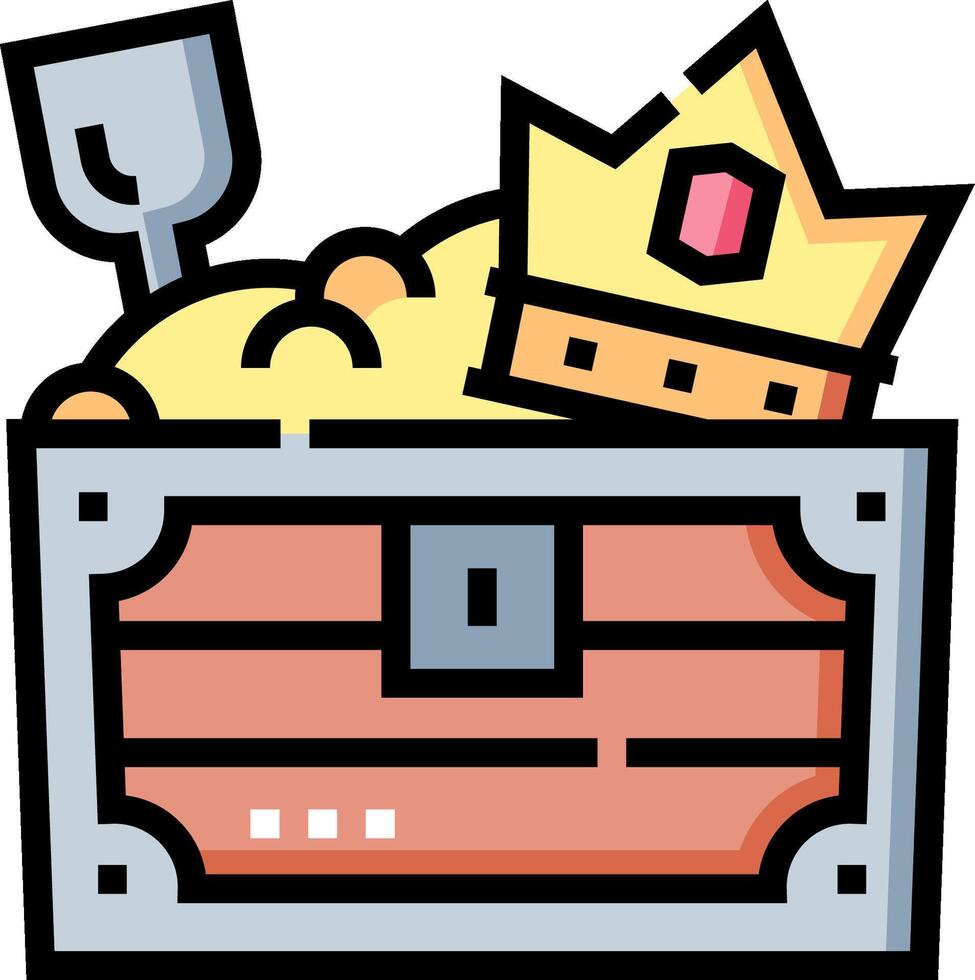 A chest with a crown and shovel vector