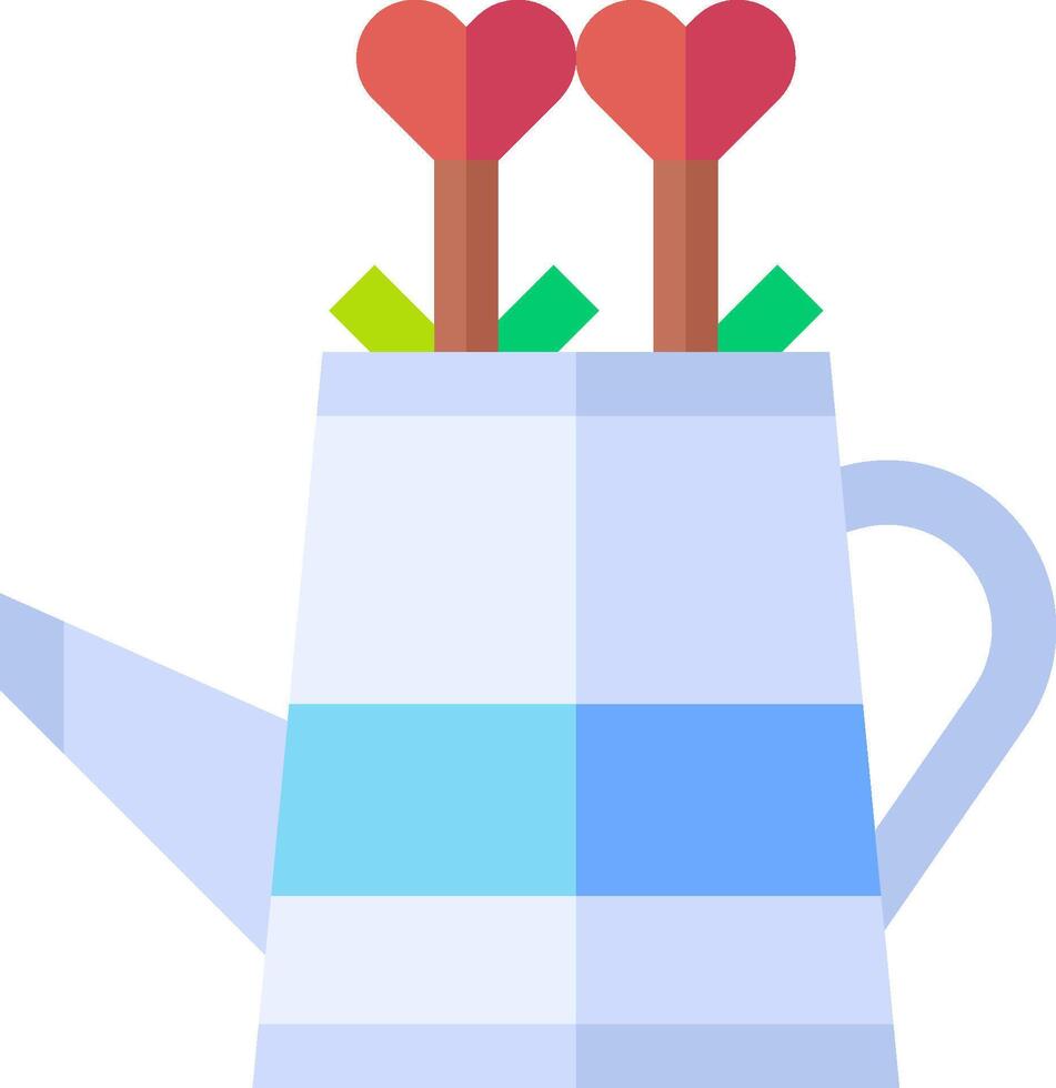 A watering can with two hearts in it vector