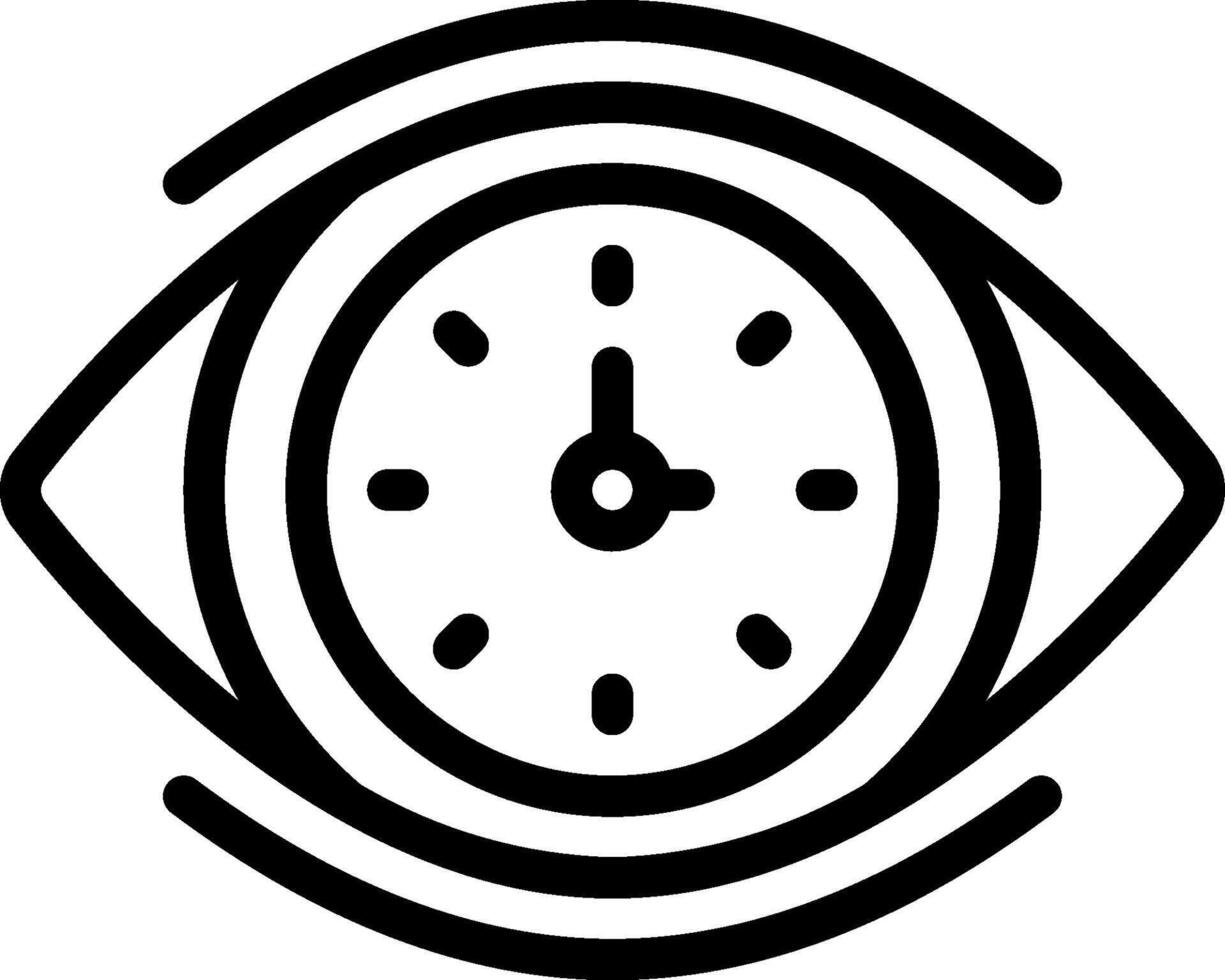 A black and white image of a clock and eye vector