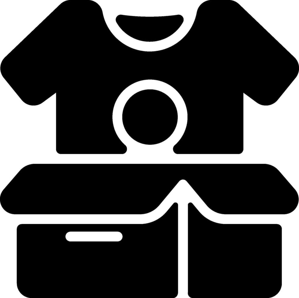 A black and white image of a shirt and box vector
