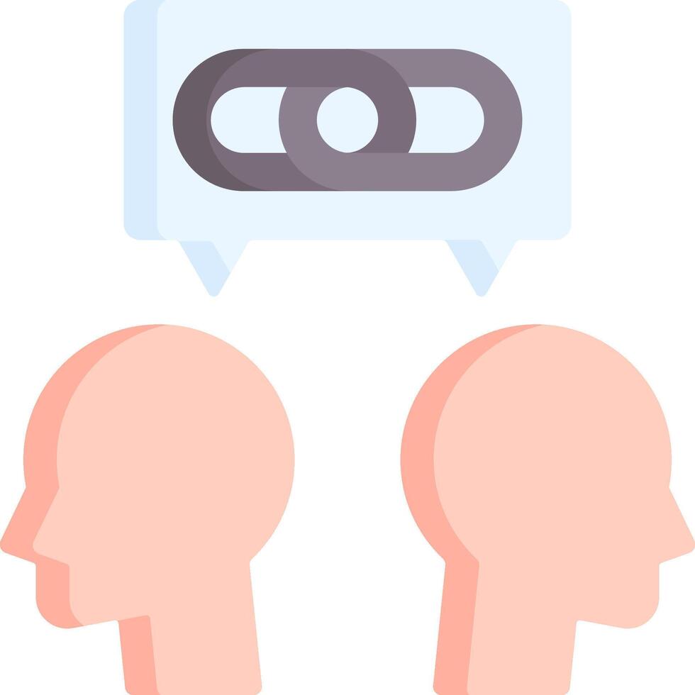 Two heads with a speech bubble and a link vector