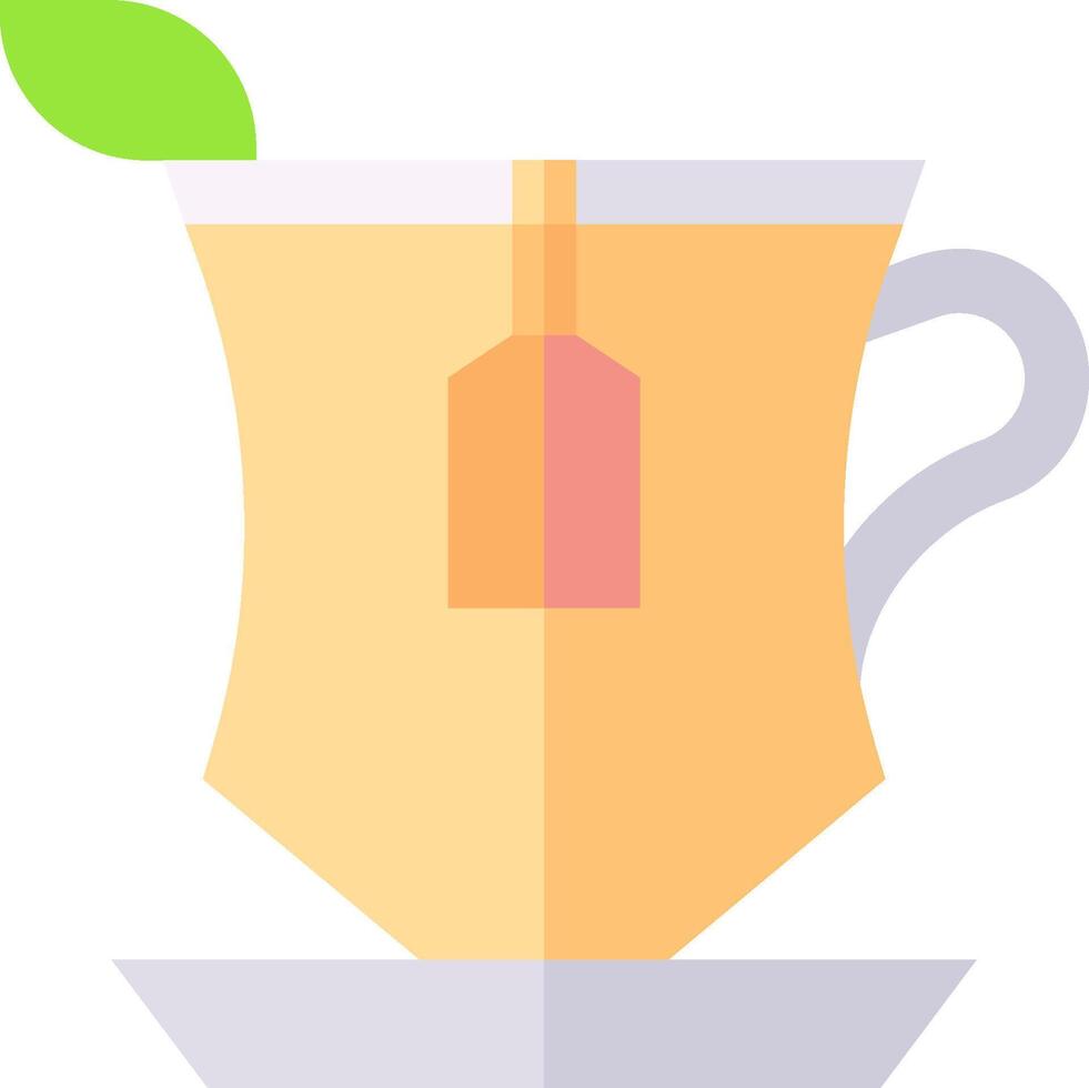 A cup of tea with a leaf on it vector