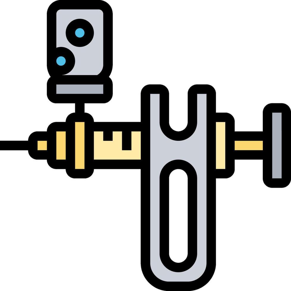 A syringe with a needle and a camera vector