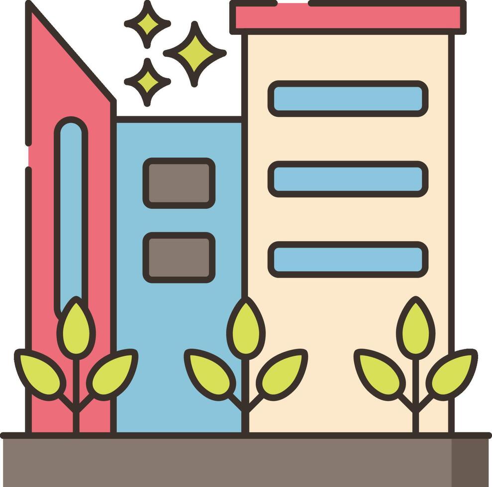 City building icon with plants and trees vector