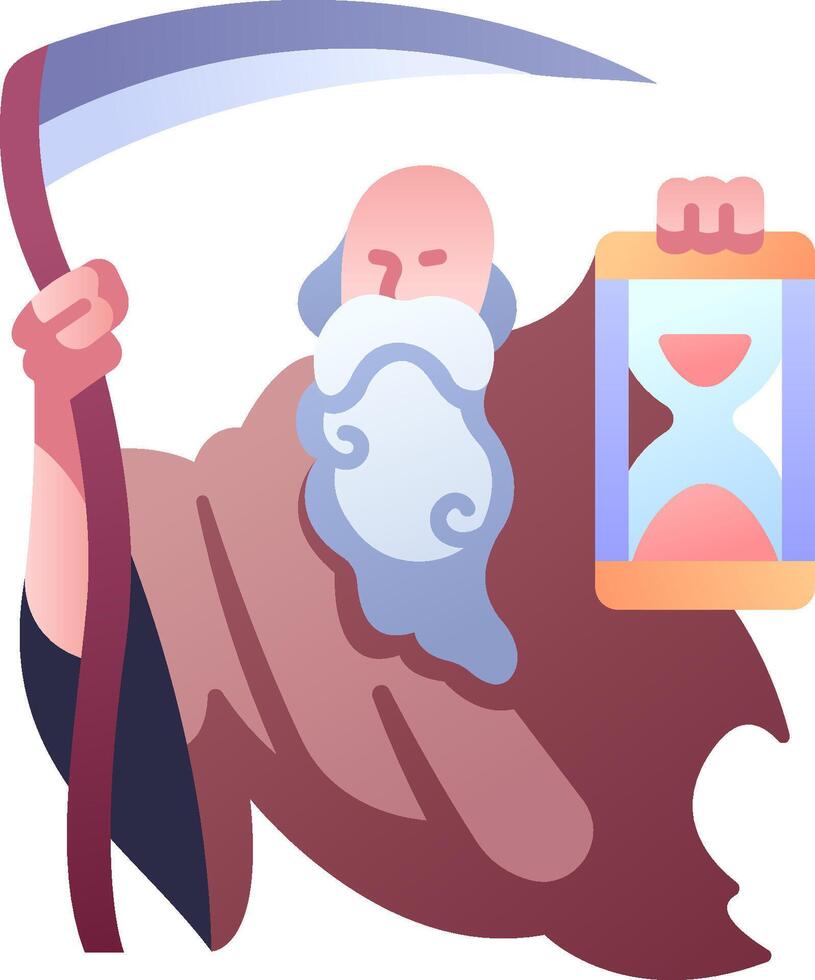 An old man holding a scythe and a clock vector