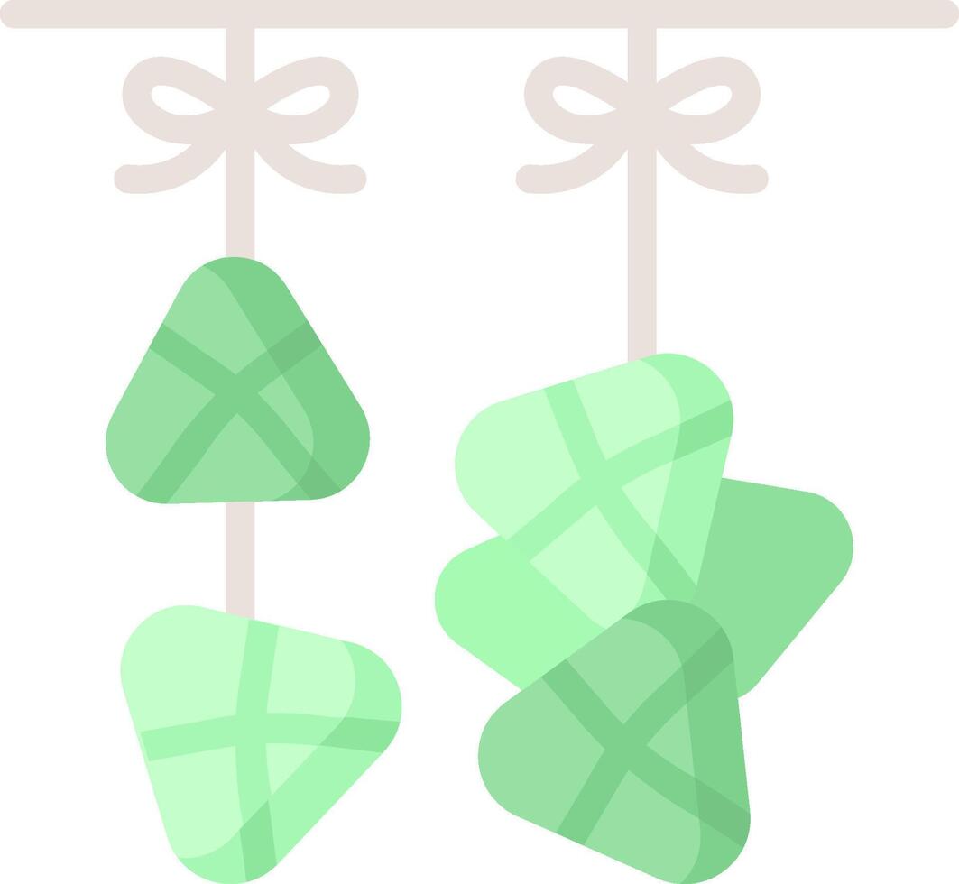Green and white ribbons hanging from a white background vector