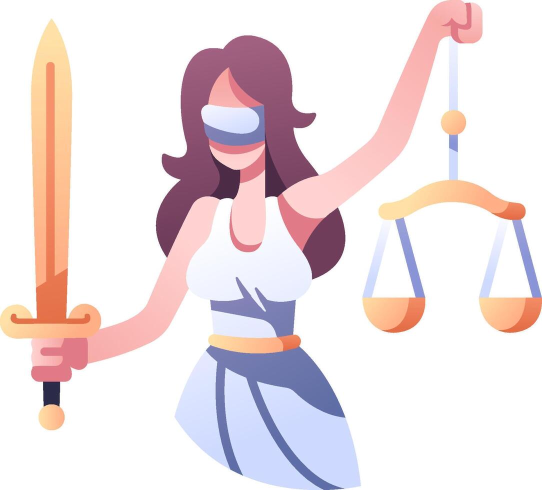 A woman holding a sword and scales of justice vector