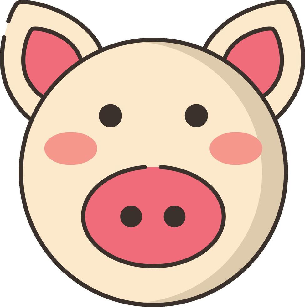 A pig face with pink cheeks and a pink nose vector