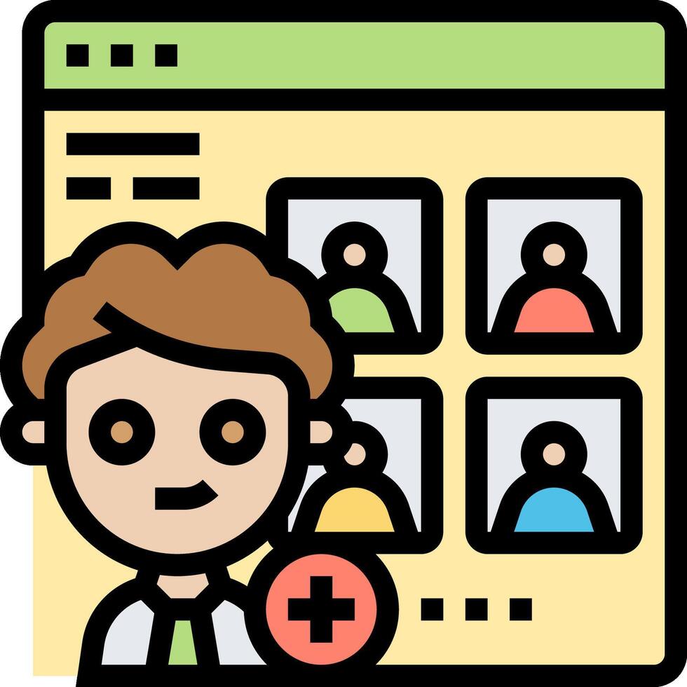 A man is holding a phone with a group of people on it vector